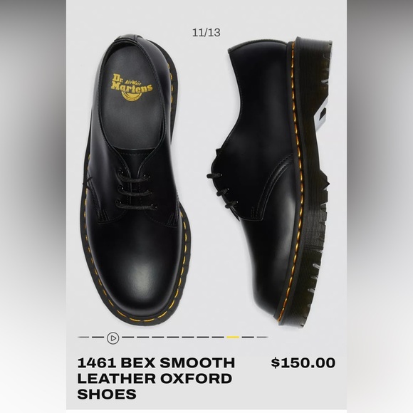 Dr. Martens - 1461 BEX SMOOTH LEATHER OXFORDS (SIZE 7) - Picture 2 of 7
